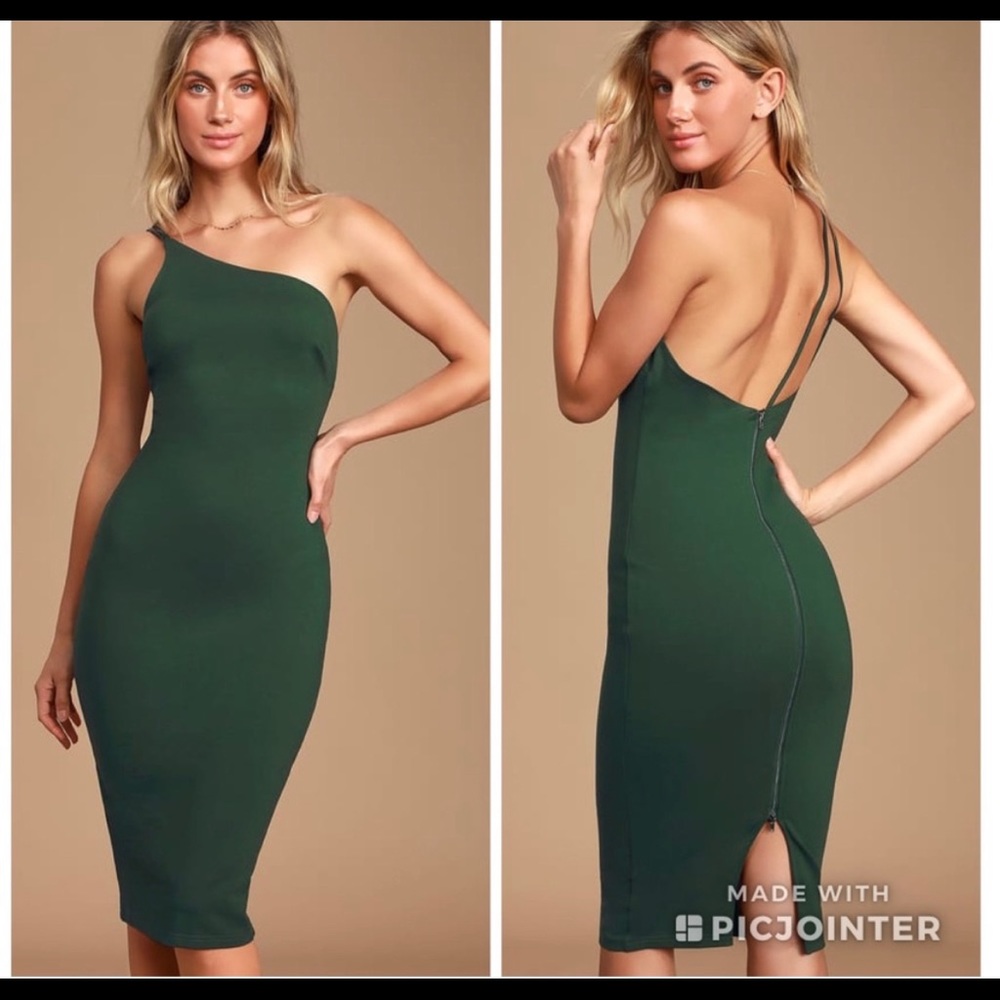 Lulu’s “You Wish” Bodycon Midi Dress, One Shoulder